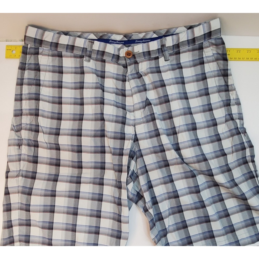 Tommy Bahama Shorts Mens 35 Plaid 9" Inseam Casual Chino Pleated Relaxed Golf - Picture 5 of 9